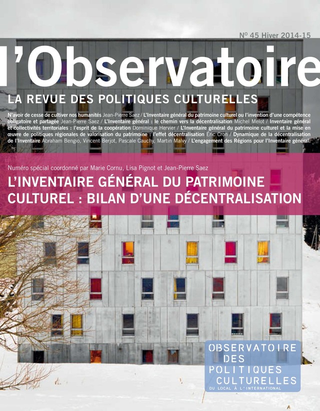 L'inventaire général du patrimoine culturel : bilan d'une décentralisation -  - PUG et OPC